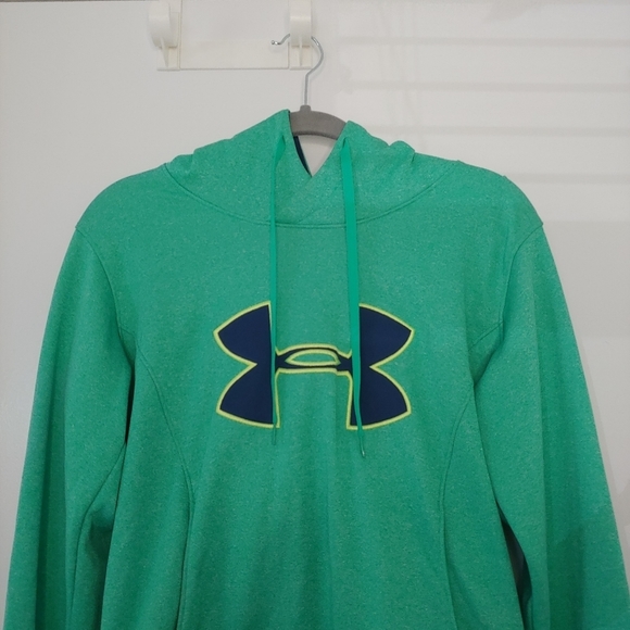 Under Armour Logo Women's Green Hoodie Sweatshirt Size Medium Cold Gear - Picture 2 of 10
